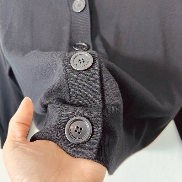 Burberry Button Up Sweater Black Medium - Picture 7 of 10